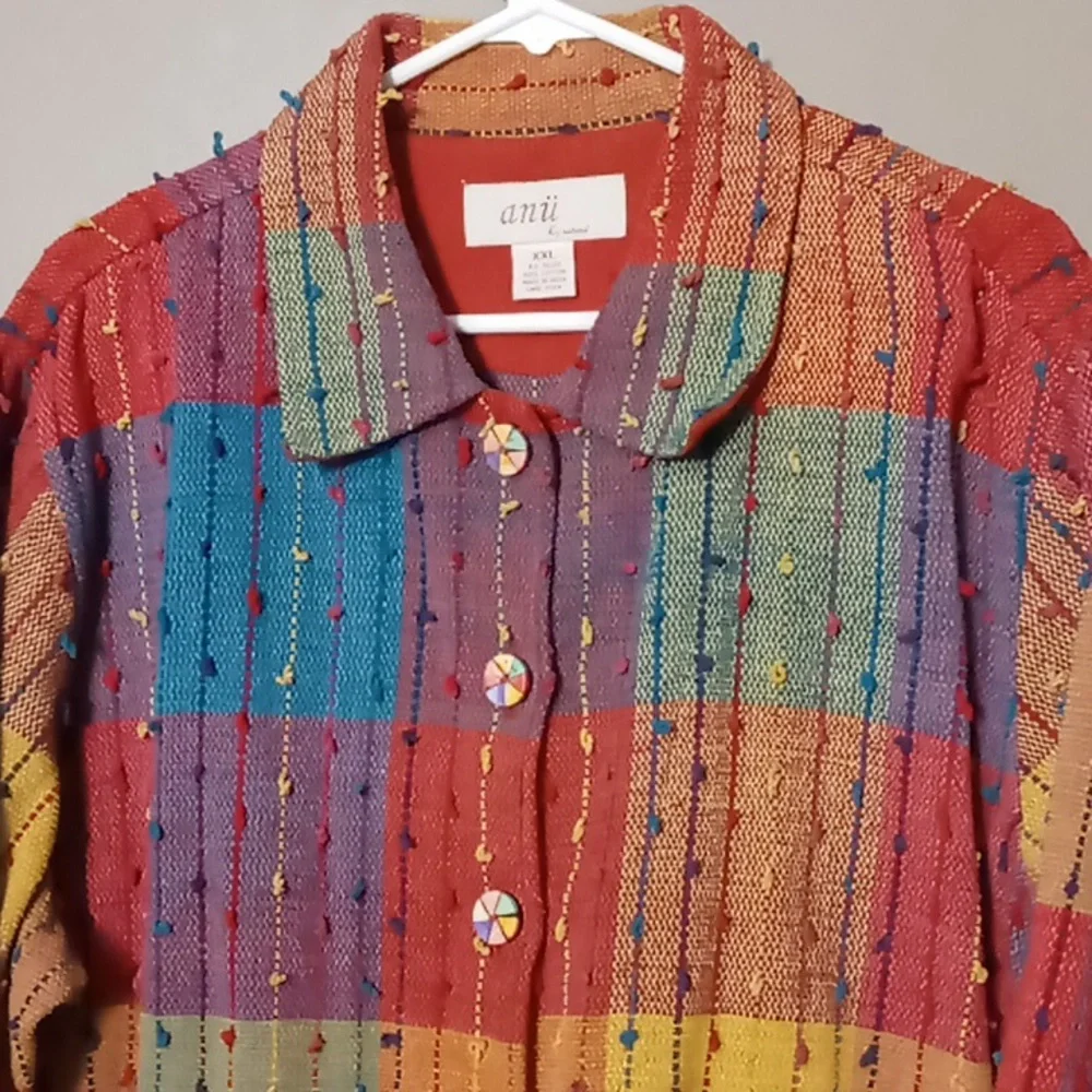 Multicolor Patchwork Button-Front Jacket - Picture 3 of 9